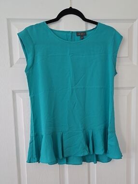 NWT The Limited Teal Peplum Cap-Sleeve Top